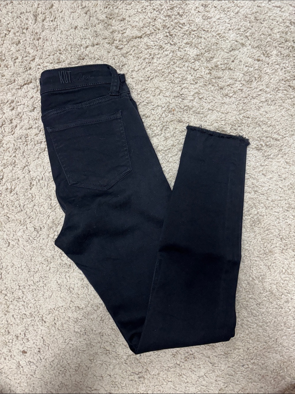 Kut from the Kloth Carlo Black Skinny Jeans with Raw Hem